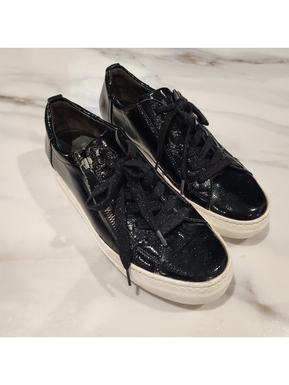 Paul Green Black Patent Leather Side Zip Sneakers UK 6 US 8.5 EU 39.5